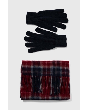 Barbour szalik i rękawiczki Tartan Scarf & Glove Gift Set kolor granatowy wzorzysty MGS0018