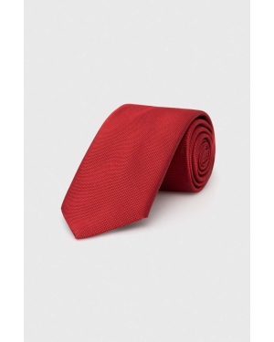 BOSS krawat jedwabny kolor czerwony