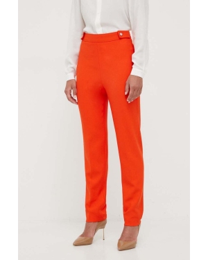 BOSS spodnie damskie kolor pomarańczowy fason cygaretki high waist