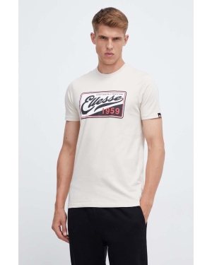 Ellesse t-shirt bawełniany kolor beżowy z nadrukiem