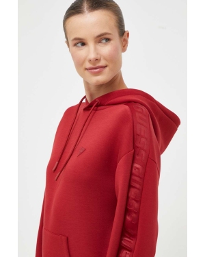 Guess bluza BRENDA damska kolor czerwony z kapturem z nadrukiem V2YQ18 K7UW2
