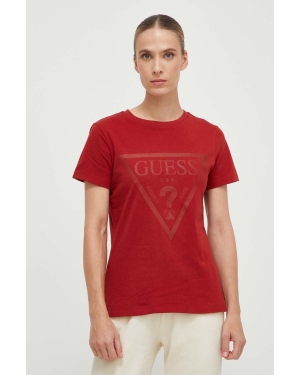 Guess t-shirt bawełniany ADELE kolor czerwony V2YI07 K8HM0