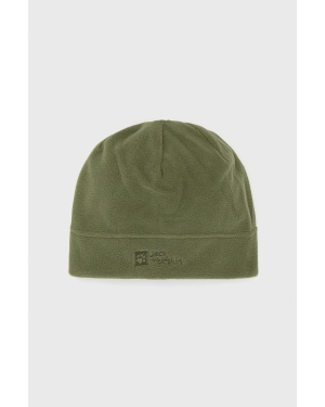 Jack Wolfskin czapka kolor zielony z cienkiej dzianiny
