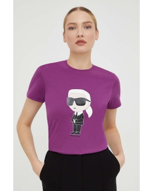 Karl Lagerfeld t-shirt bawełniany kolor fioletowy