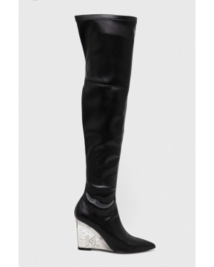 Karl Lagerfeld kozaki ICE WEDGE damskie kolor czarny na koturnie KL34680