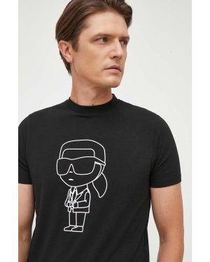 Karl Lagerfeld t-shirt męski kolor czarny z aplikacją
