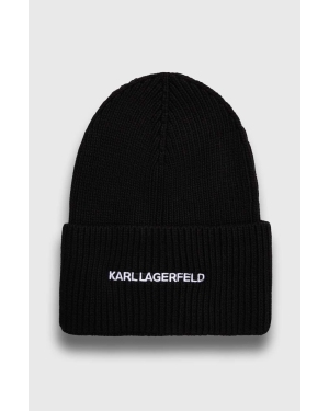 Karl Lagerfeld czapka z domieszką kaszmiru kolor czarny z cienkiej dzianiny