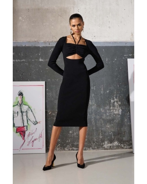 Karl Lagerfeld sukienka KL x The Ultimate icon kolor czarny midi dopasowana