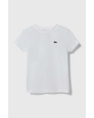 Lacoste t-shirt bawełniany dziecięcy kolor biały gładki
