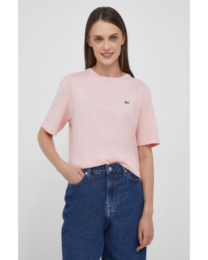 Lacoste t-shirt bawełniany kolor różowy
