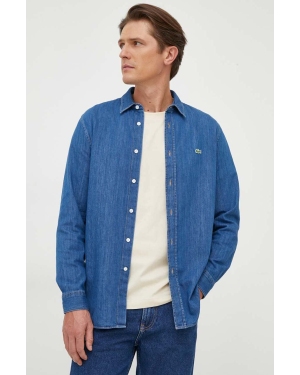Lacoste koszula jeansowa męska kolor niebieski regular z kołnierzykiem klasycznym