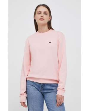 Lacoste bluza damska kolor różowy gładka