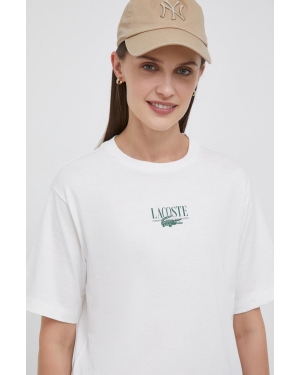 Lacoste t-shirt bawełniany kolor beżowy