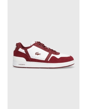 Lacoste sneakersy skórzane Graphic Print T-Clip kolor bordowy 46SMA0070