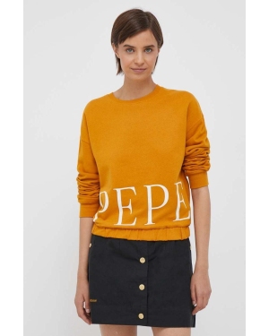 Pepe Jeans bluza bawełniana damska kolor pomarańczowy z nadrukiem