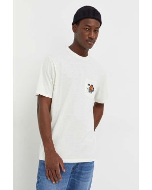 Rip Curl t-shirt męski kolor beżowy z aplikacją
