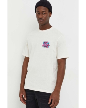 Rip Curl t-shirt bawełniany kolor beżowy z nadrukiem