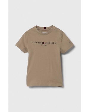 Tommy Hilfiger t-shirt bawełniany dziecięcy kolor brązowy