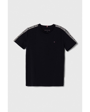 Tommy Hilfiger t-shirt dziecięcy kolor czarny z aplikacją