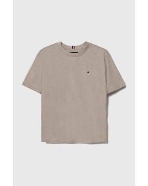 Tommy Hilfiger t-shirt bawełniany dziecięcy kolor beżowy gładki