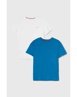 Tommy Hilfiger t-shirt bawełniany dziecięcy 2-pack kolor niebieski gładki