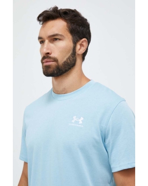 Under Armour t-shirt treningowy Logo Embroidered kolor niebieski gładki