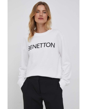 United Colors of Benetton bluza bawełniana damska kolor biały z nadrukiem