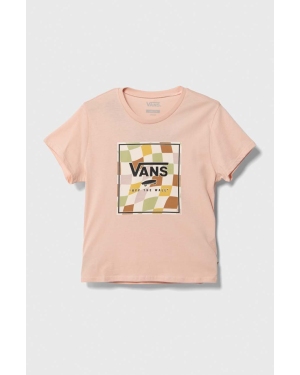 Vans t-shirt bawełniany dziecięcy CHECKER BOX CREW VN000795BQL1 kolor pomarańczowy