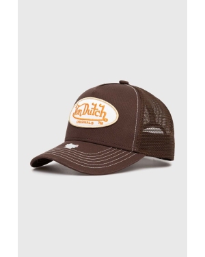 Von Dutch czapka z daszkiem kolor brązowy z aplikacją