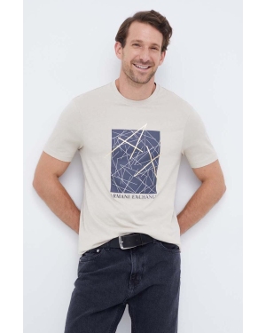 Armani Exchange t-shirt bawełniany kolor brązowy z nadrukiem