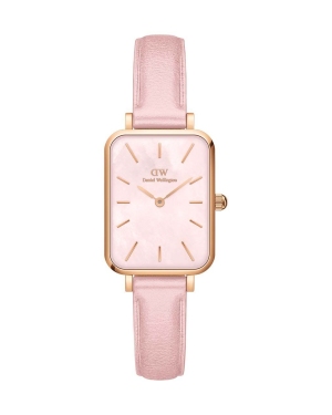 Daniel Wellington zegarek Quadro Pink leather damski kolor różowy