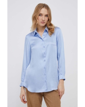 Sisley koszula damska kolor niebieski regular z kołnierzykiem klasycznym