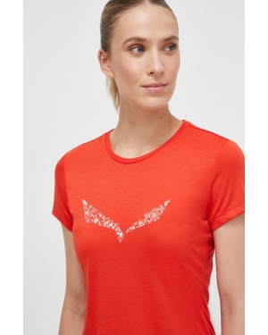Salewa t-shirt sportowy Solid Dry kolor czerwony 00-0000027019