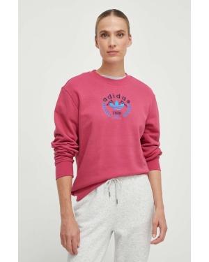 adidas Originals bluza bawełniana damska kolor różowy z aplikacją