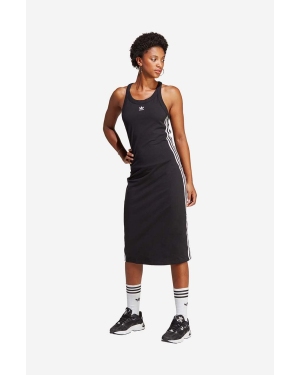 adidas Originals sukienka kolor czarny midi dopasowana IC5503-CZARNY