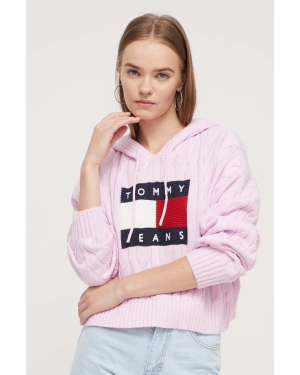 Tommy Jeans sweter damski kolor różowy DW0DW16528