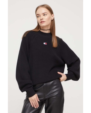 Tommy Jeans sweter bawełniany kolor czarny z półgolfem DW0DW16536