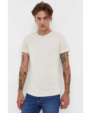 Tommy Jeans t-shirt męski kolor beżowy melanżowy DM0DM09586