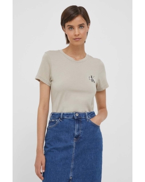 Calvin Klein Jeans t-shirt bawełniany 2-pack kolor beżowy