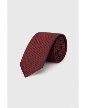 HUGO krawat jedwabny kolor czerwony