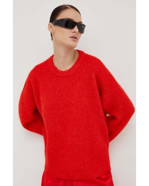 Gestuz sweter wełniany damski kolor czerwony