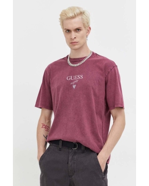 Guess Originals t-shirt bawełniany kolor fioletowy z nadrukiem