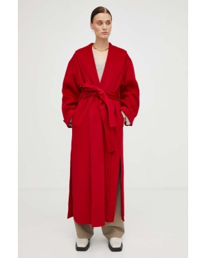By Malene Birger płaszcz wełniany kolor czerwony przejściowy niezapinany