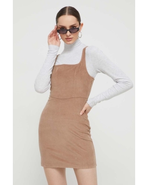Hollister Co. sukienka sztruksowa kolor brązowy mini rozkloszowana