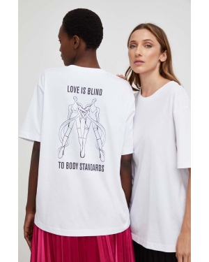 Answear Lab t-shirt X kolekcja limitowana NO SHAME damski kolor biały