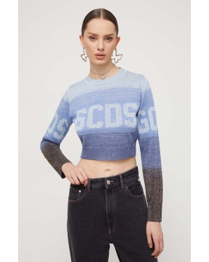 GCDS sweter damski kolor niebieski lekki