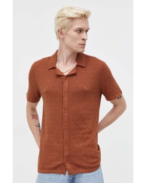 Hollister Co. koszula męska kolor brązowy regular