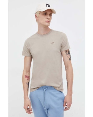 Hollister Co. t-shirt bawełniany kolor beżowy gładki
