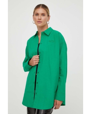 Résumé koszula bawełniana damska kolor zielony relaxed z kołnierzykiem klasycznym