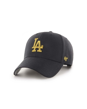 47brand czapka z daszkiem z domieszką wełny MLB Los Angeles Dodgers kolor czarny z aplikacją